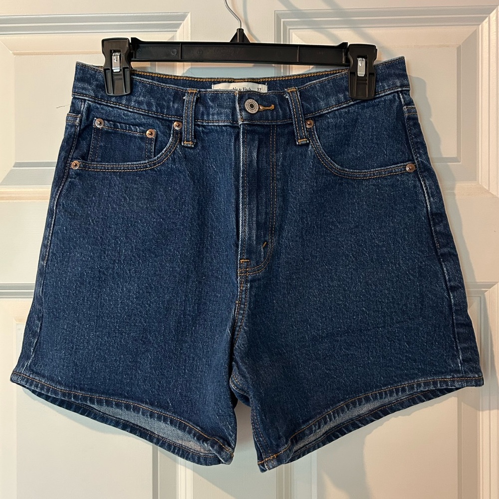 Abercrombie & Fitch Indigo Mid-Rise Denim Shorts